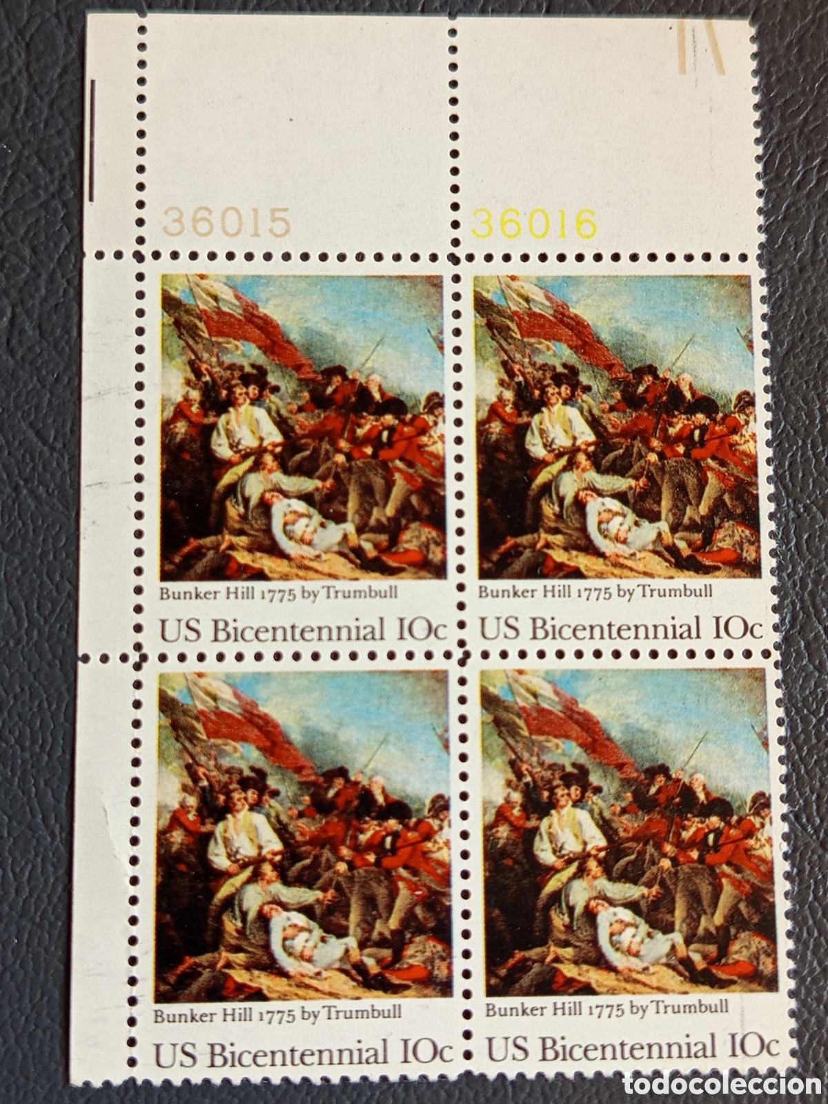 Sellos: EE.UU. 1975 Bunker Hill Scott #1564 Bloque de Cuatro MNH #36015/16