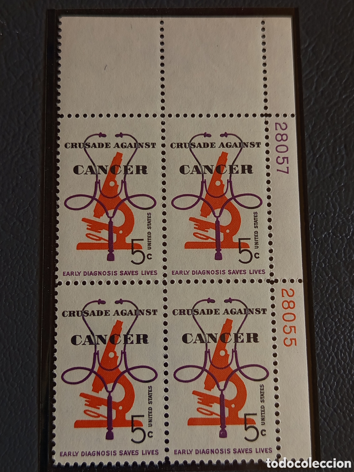 Sellos: EE.UU. 1965 Crusade Against Cancer Scott #1263 Bloque 4 MNH #28055/57