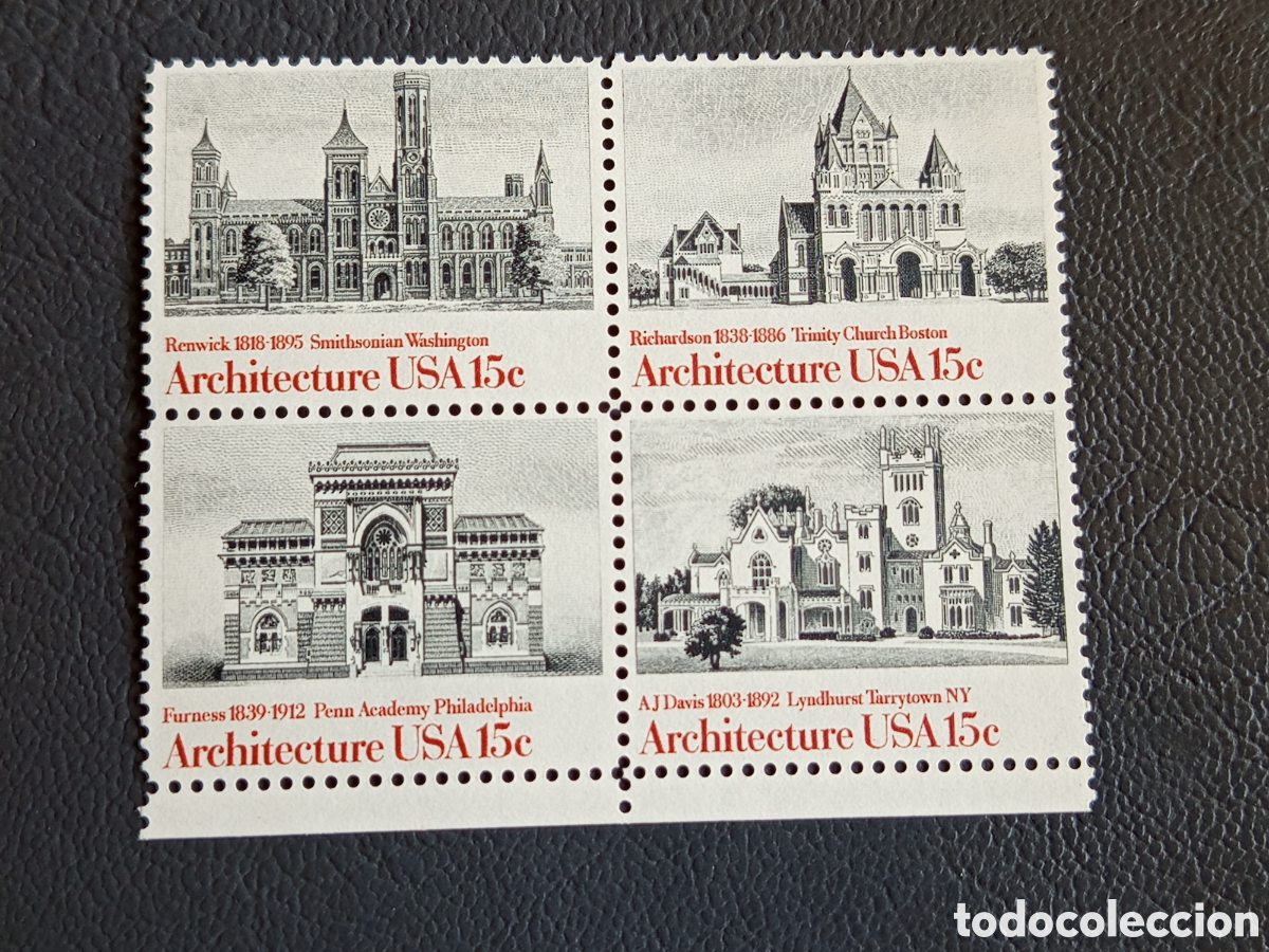 Sellos: Sellos EE.UU. 1980 American Architecture Smithsonian Scott #1838-41 MNH