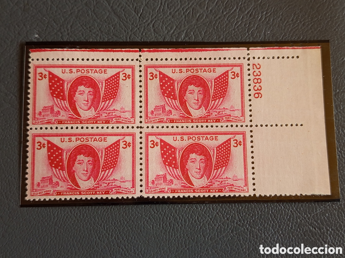Sellos: EE.UU. 1948 Francis Scott Key Scott #962 Bloque de Cuatro MNH #23836