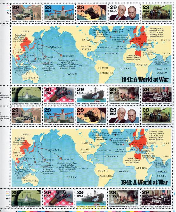 Sellos: 11892 MNH ESTADOS UNIDOS 1991 ANIVERSARIO DE LA II GUERRA MUNDIAL