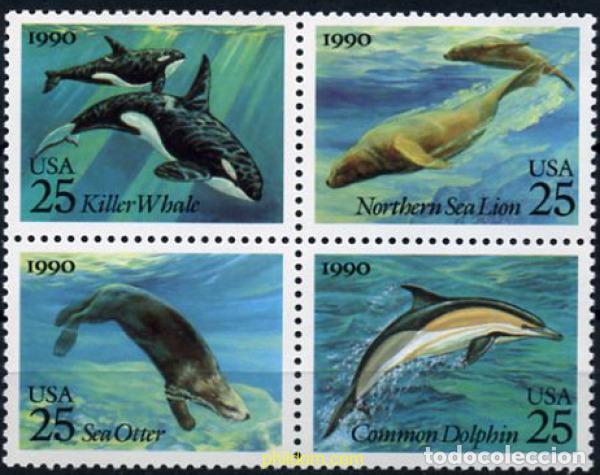 Sellos: 149054 MNH ESTADOS UNIDOS 1990 MAMIFEROS MARINOS