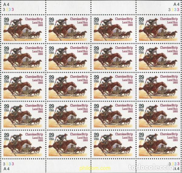 Sellos: 357768 MNH ESTADOS UNIDOS 1993 100 ANIVERSARIO DEL CHEROKEE STRIP LAND RUN