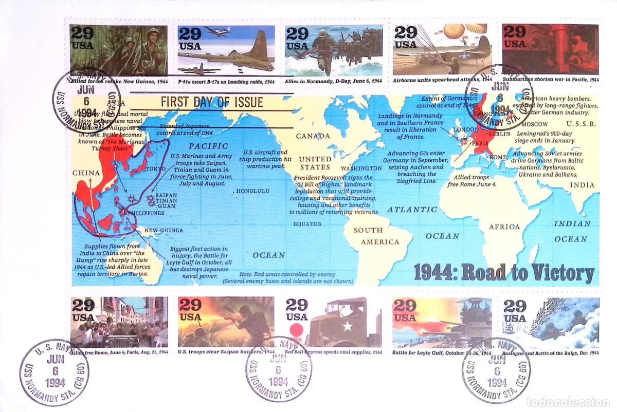 Sellos: O) 1994 UNITED STATES - USA, ALLIED FORCES RETAKE NEW GUINEA, P-51s ESCORT B-17, BOMBING RAIDS, TROO