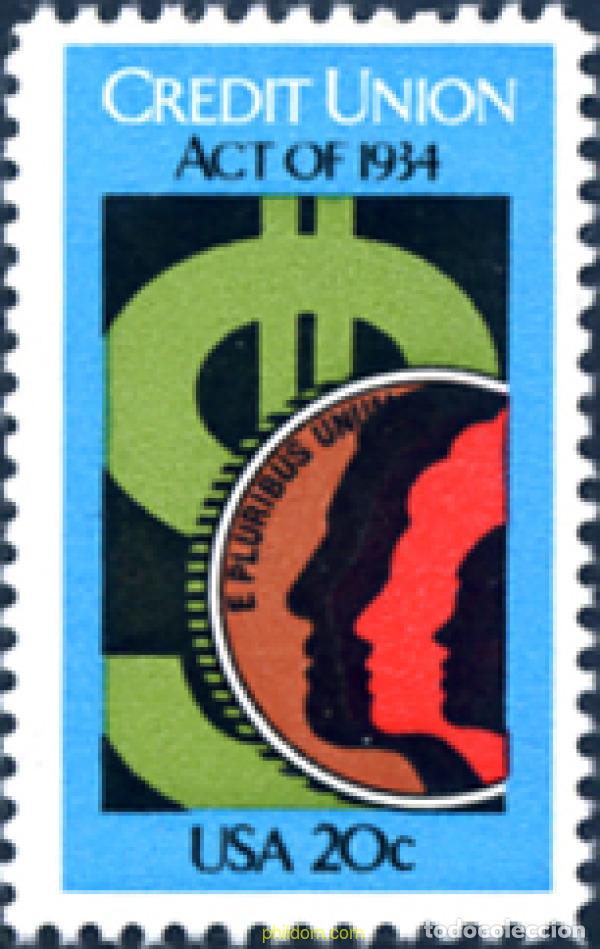 Sellos: 244081 MNH ESTADOS UNIDOS 1984 50 ANIVERSARIO DE LA LEY FEDERAL DE LA COPERATIVA DE CREDITO
