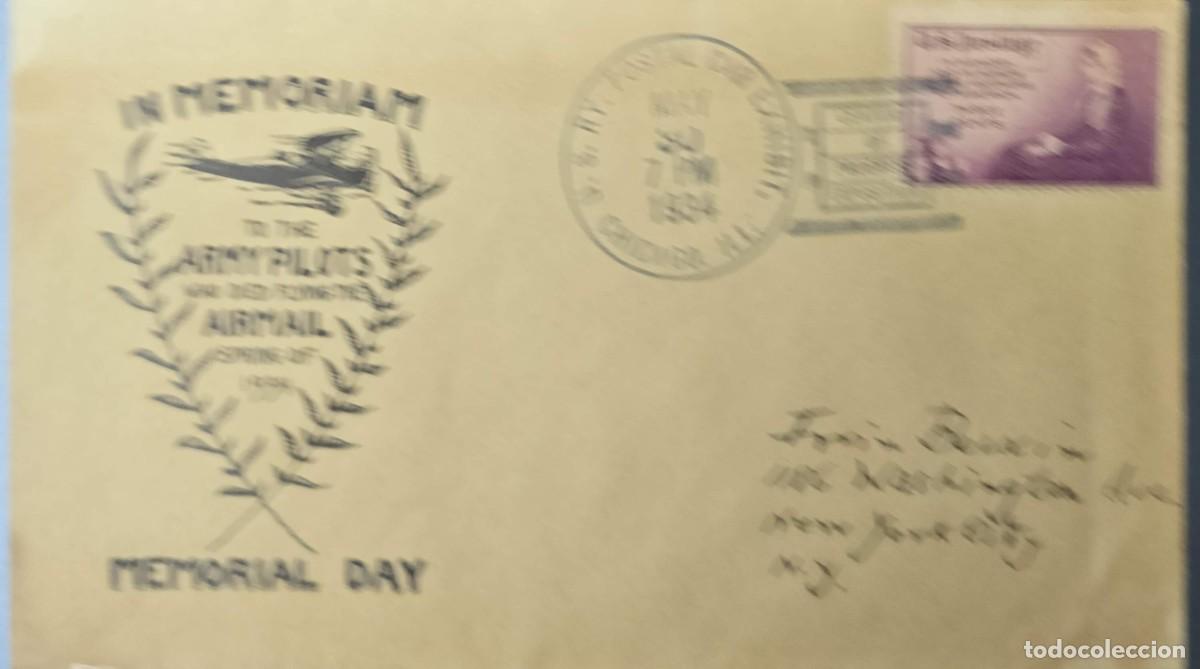 Sellos: O) 1934 UNITED STATES - USA, TO THE ARMY PILOTS WHO DIED FLYING THE AIRMAIL SPRING OF 1934, MOTHE