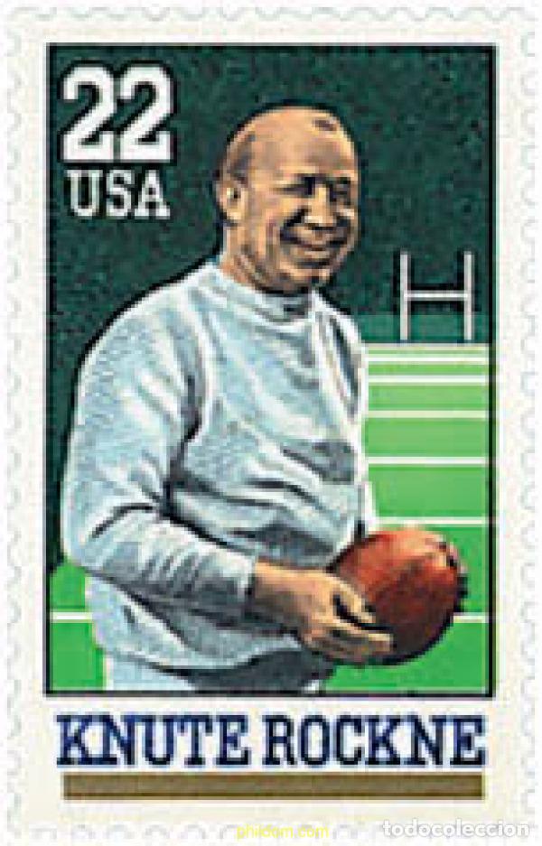 Sellos: 68737 MNH ESTADOS UNIDOS 1988 HOMENAJE AL FUTBOLISTA KNUTE ROCKNE