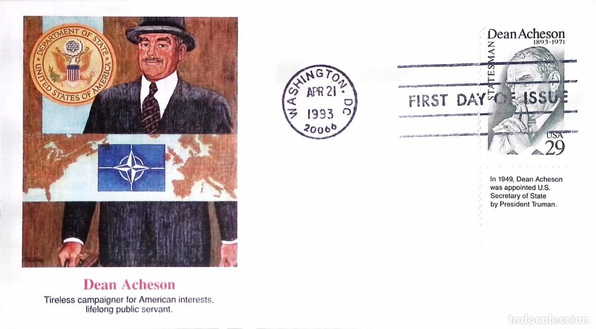Sellos: O) 1993 UNITED STATES - USA, DEAN ACHESON,STATESMAN, FDC XF