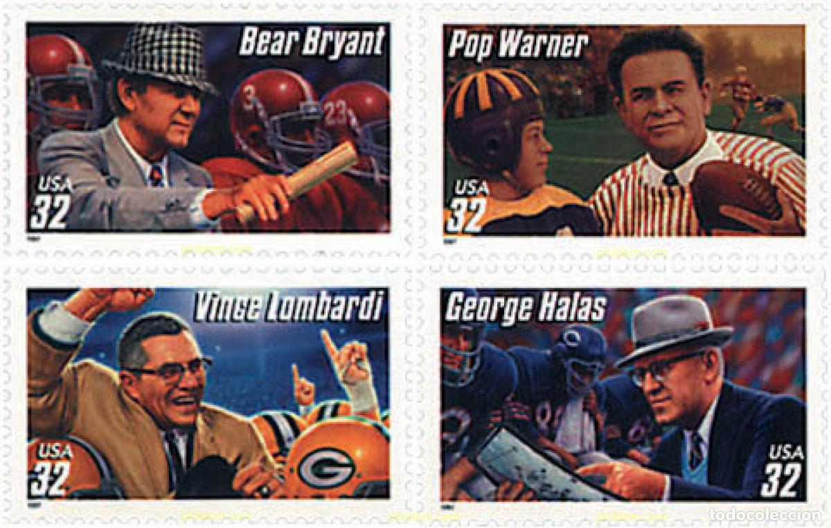 Sellos: 70661 MNH ESTADOS UNIDOS 1997 ENTRENADORES DE FUTBOL AMERICANO