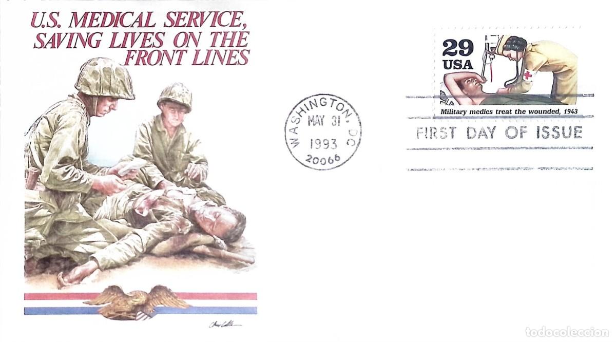 Sellos: O) 1993 UNITED STATES - USA, MILITARY MEDICS TREAT THE WOUNDED 1943 - MEDICAL SERVICE. SOLDIERS - N