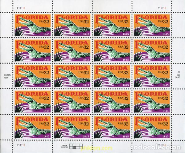 Sellos: 358935 MNH ESTADOS UNIDOS 1995 150 ANIVERSARIO DEL ESTADO DE FLORIDA