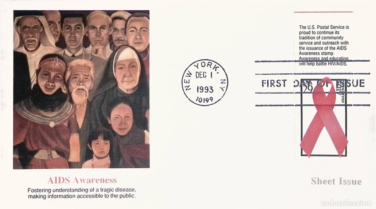 Sellos: O)1993 UNITED STATES -USA, AIDS AWARENESS, COMMUNITY SERVICE, FDC XF