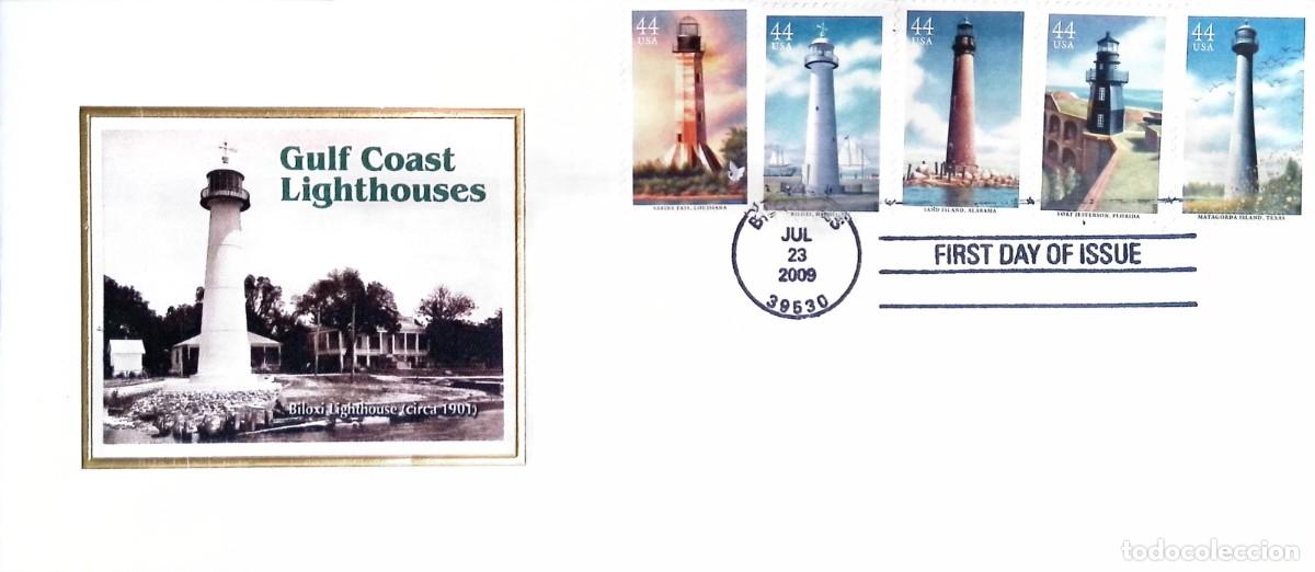 Sellos: O) 2009 UNITED STATES - USA, LIGHTHOUSE, GULF COAST, FDC XF