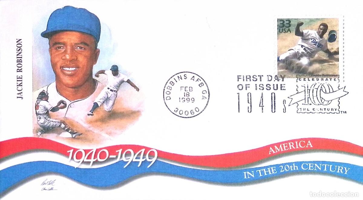 Sellos: O) 1999 UNITED STATES -USA, JACKIE ROBINSON, MAJOR LEAGUE BASEBALL, THE CENTURY, FDC XF