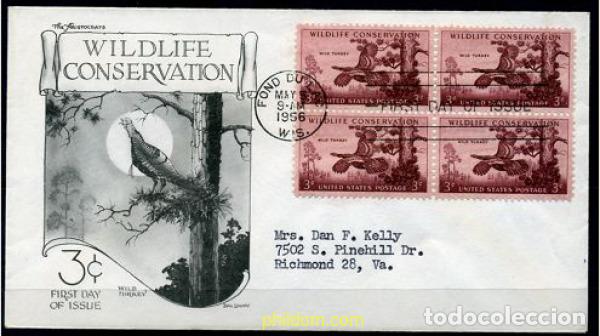 Sellos: 207267 MNH ESTADOS UNIDOS 1956 PRESERVACION DE LA FAUNA SALVAJE