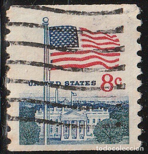 Sellos: USA 1968 Scott 1338A Sello &ordm; Bandera Casa Blanca Flag White House Michel 941C Yvert 896a Estados