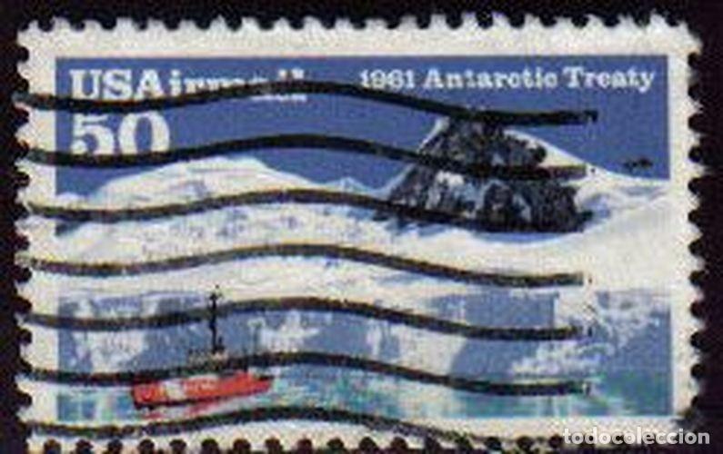 Sellos: USA 1991 Scott C130 Sello &ordm; Antartida Tratado Antartico Michel 2148 Yvert PA123 Estados Unidos