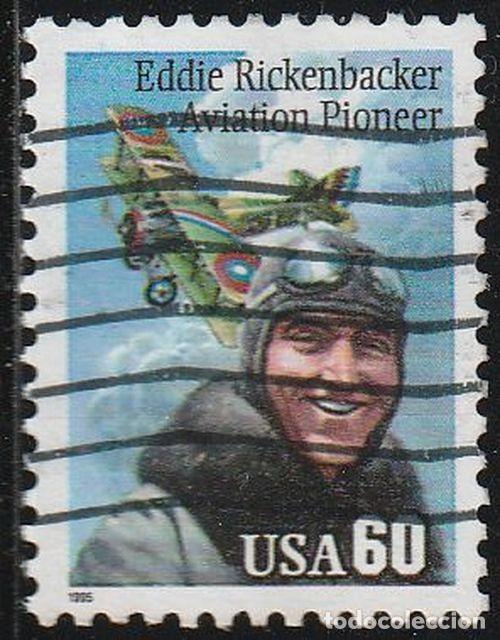 Sellos: USA 1995 Scott 2998 Sello &ordm; Aviador Eddie Rickenbacker (1890-1973) Avion Michel 2642 Yvert 2441