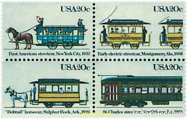 Sellos: 5972 MNH ESTADOS UNIDOS 1983 TRANVIAS