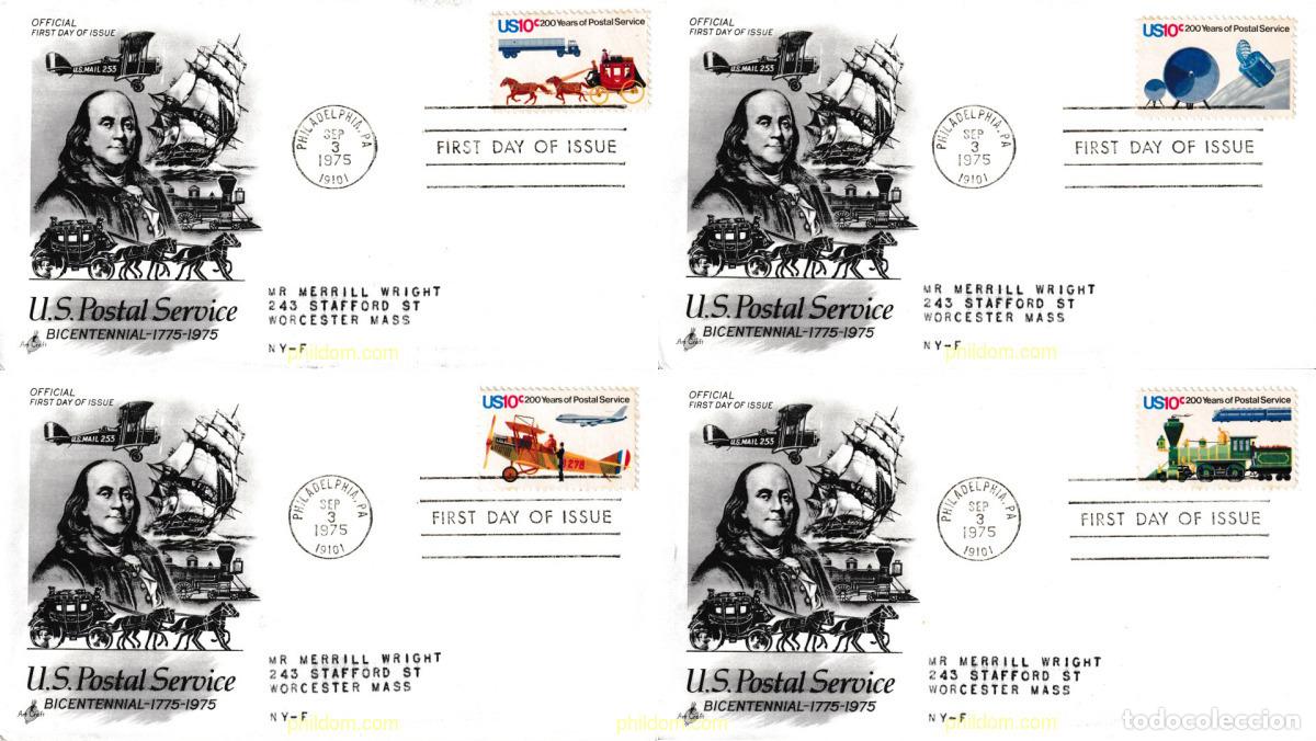 Sellos: 402347 MNH ESTADOS UNIDOS 1975 200 ANIVERSARIO DEL SERVICIO POSTAL