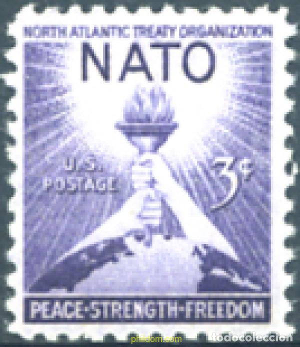 Sellos: 161534 MNH ESTADOS UNIDOS 1952 3 ANIVERSARIO DE LA FIRMA DEL TRATADO DEL ATLANTICO NORTE