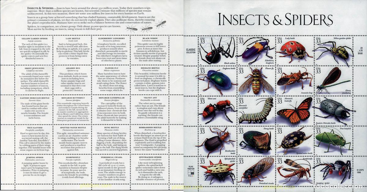 Sellos: 185246 MNH ESTADOS UNIDOS 1999 INSECTOS