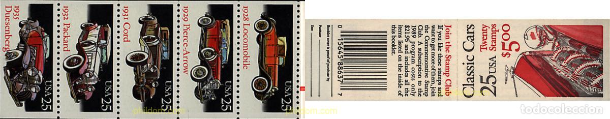 Sellos: 3016 MNH ESTADOS UNIDOS 1988 COCHES ANTIGUOS