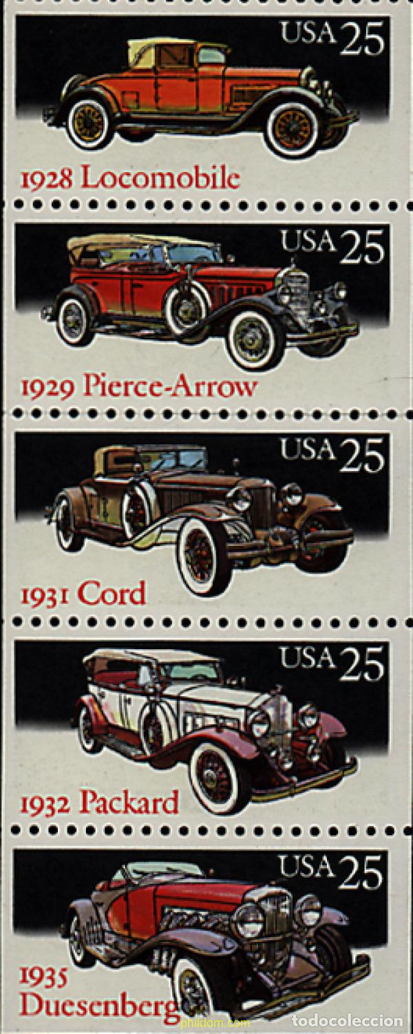 Sellos: 6630 MNH ESTADOS UNIDOS 1988 COCHES ANTIGUOS