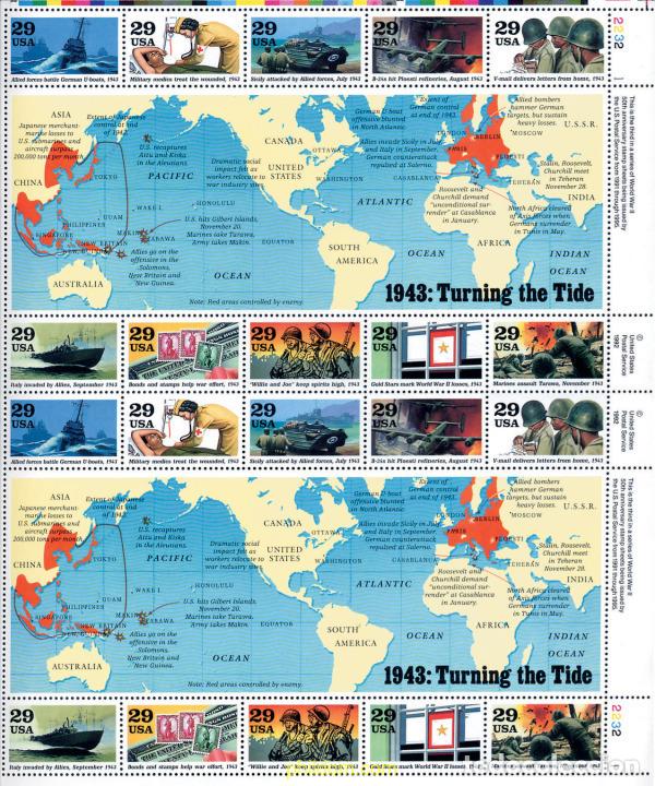 Sellos: 134451 MNH ESTADOS UNIDOS 1993 2 GUERRA MUNDIAL