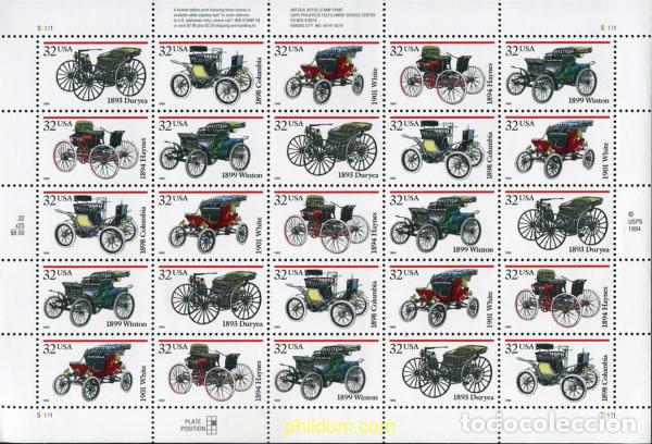 Sellos: 358372 MNH ESTADOS UNIDOS 1995 COCHES ANTIGUOS