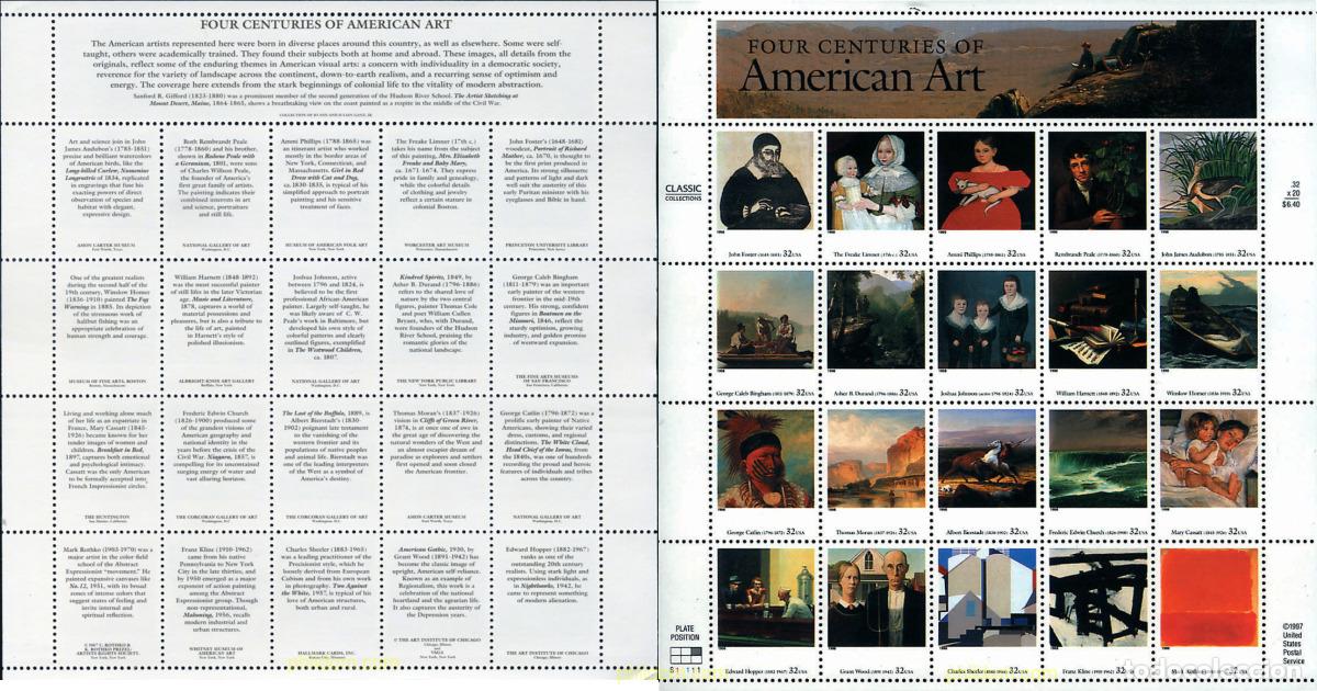Sellos: 149067 MNH ESTADOS UNIDOS 1998 CUATRO SIGLOS DE ARTE AMERICANO
