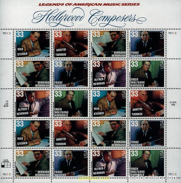 Sellos: 133305 MNH ESTADOS UNIDOS 1999 LEYENDAS DE LA MUSICA AMERICANA. COMPOSITORES DE HOLLYWOOD
