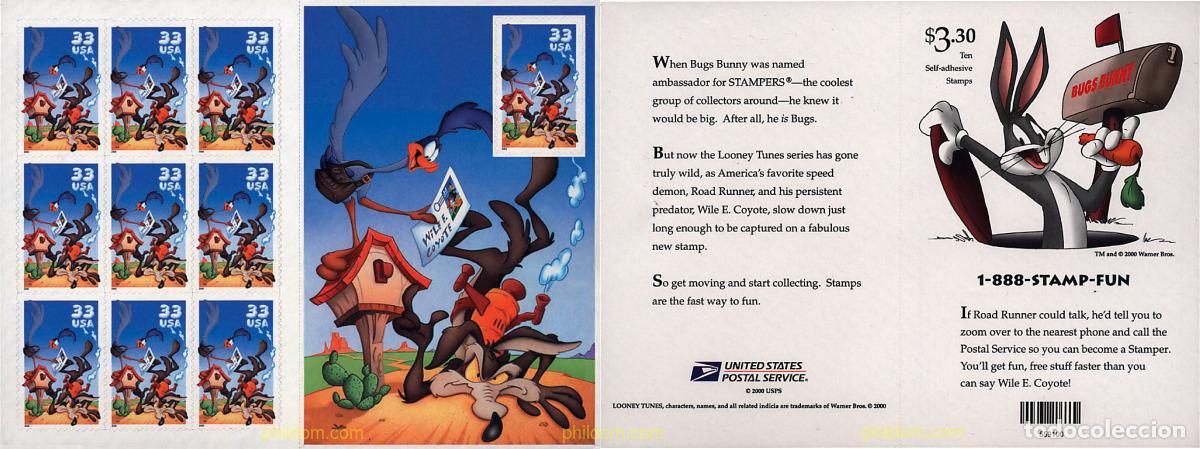 Sellos: 2678 MNH ESTADOS UNIDOS 2000 WILI E. COYOTE Y ROAD RUNNER