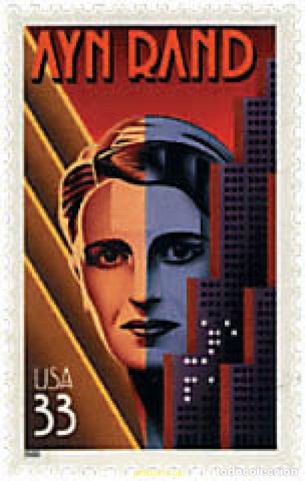 Sellos: 52780 MNH ESTADOS UNIDOS 1999 HOMENAJE AL ESCRITOR AYN RAND