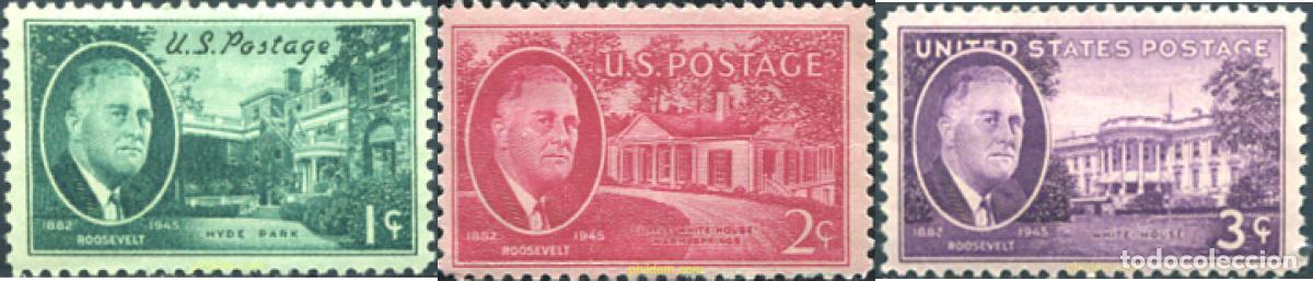 Sellos: 758983 MNH ESTADOS UNIDOS 1945 EN MEMORIA DEL PRESIDENTE ROOSEVELT