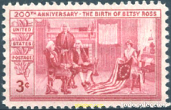 Selos: 773997 HINGED ESTADOS UNIDOS 1952 BICENTENARIO DEL NACIMIENTO DE BETSY ROSS, CREADORA DE LA BANDERA