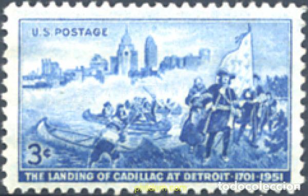 Sellos: 247824 MNH ESTADOS UNIDOS 1951 250 ANIVERSARIO DEL DESEMBARCO DE CADILLAC EN DETROIT