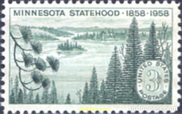 Sellos: 161674 MNH ESTADOS UNIDOS 1958 CENTENARIO DEL ESTADO DE MINNESOTA DENTRO DE LA UNION