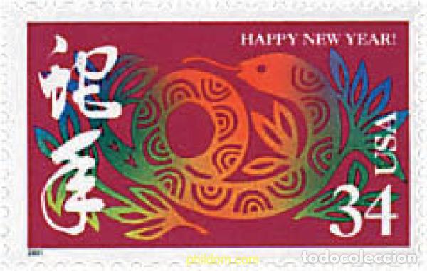 Sellos: 65079 MNH ESTADOS UNIDOS 2001 A&Ntilde;O LUNAR CHINO - A&Ntilde;O DE LA SERPIENTE