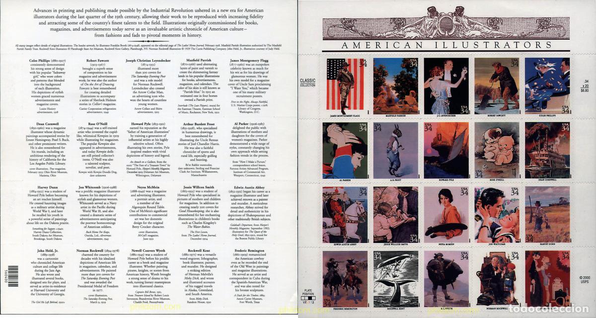 Sellos: 289847 MNH ESTADOS UNIDOS 2001 ILUSTRADORES AMERICANOS