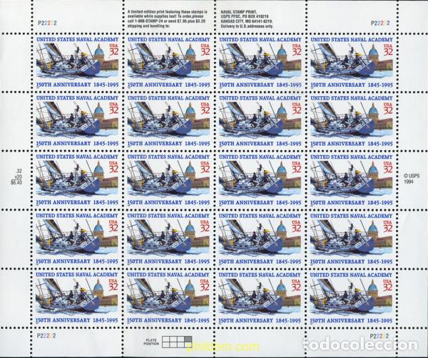 Sellos: 358933 MNH ESTADOS UNIDOS 1995 150 ANIVERSARIO DE LA ACADEMIA NAVAL