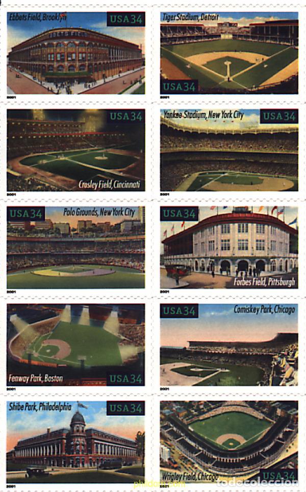 Sellos: 5394 MNH ESTADOS UNIDOS 2001 ESTADIOS DE BEISBOL