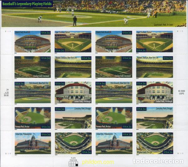 Sellos: 8551 MNH ESTADOS UNIDOS 2001 ESTADIOS DE BEISBOL