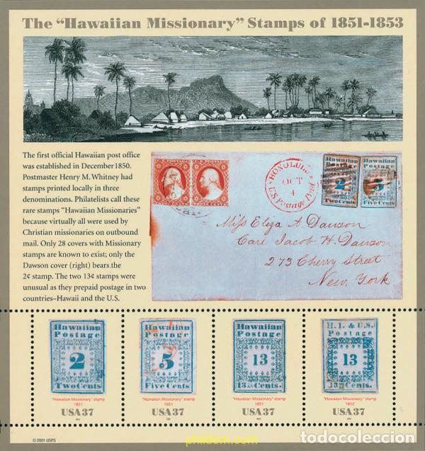 Sellos: 101946 MNH ESTADOS UNIDOS 2002 LOS SELLOS MISIONEROS HAWAIANOS