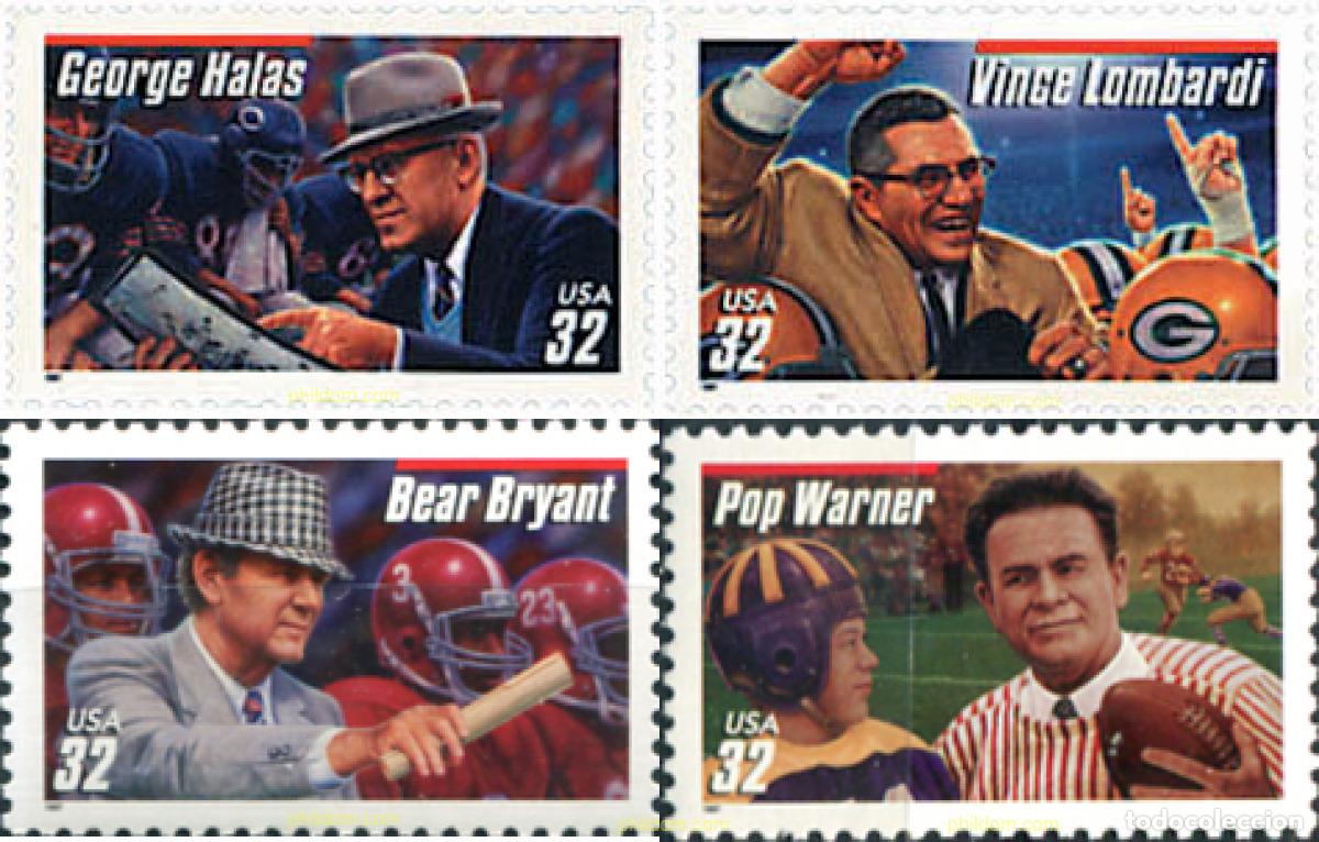 Sellos: 102627 MNH ESTADOS UNIDOS 1997 ENTRENADORES DE FUTBOL AMERICANOS