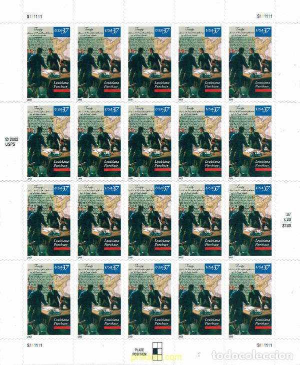 Sellos: 123404 MNH ESTADOS UNIDOS 2003 BICENTENARIO DEL TRATADO DE LOUISIANA