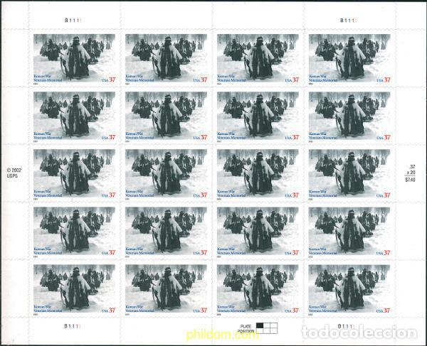 Sellos: 127907 MNH ESTADOS UNIDOS 2003 EN MEMORIA DE LOS VETERANOS DE LA GUERRA DE COREA