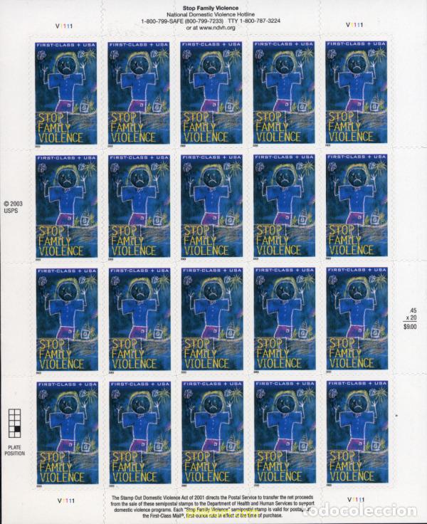 Sellos: 135184 MNH ESTADOS UNIDOS 2003 LUCHA CONTRA LA VIOLENCIA FAMILIAR