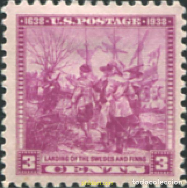 Sellos: 577185 HINGED ESTADOS UNIDOS 1938 300 ANIVERSARIO DE LA LLEGADA DE LOS PRIMEROS COLONOS SUECOS Y FI