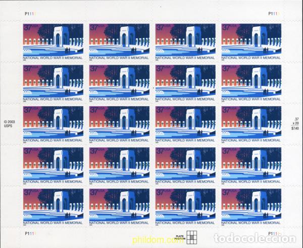 Sellos: 145819 MNH ESTADOS UNIDOS 2004 MEMORIAL NACIONAL DE LA 2 GUERRA MUNDIAL